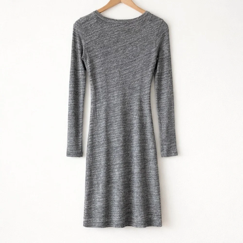 Isabel Marant Etoile Ela T-Shirt Dress Gray Long Sleeve Bodycon Size 38EU/US6